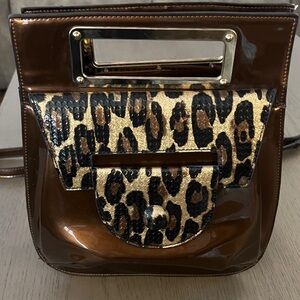 OKPTA Brown and Leopard Print Crossbody Bag